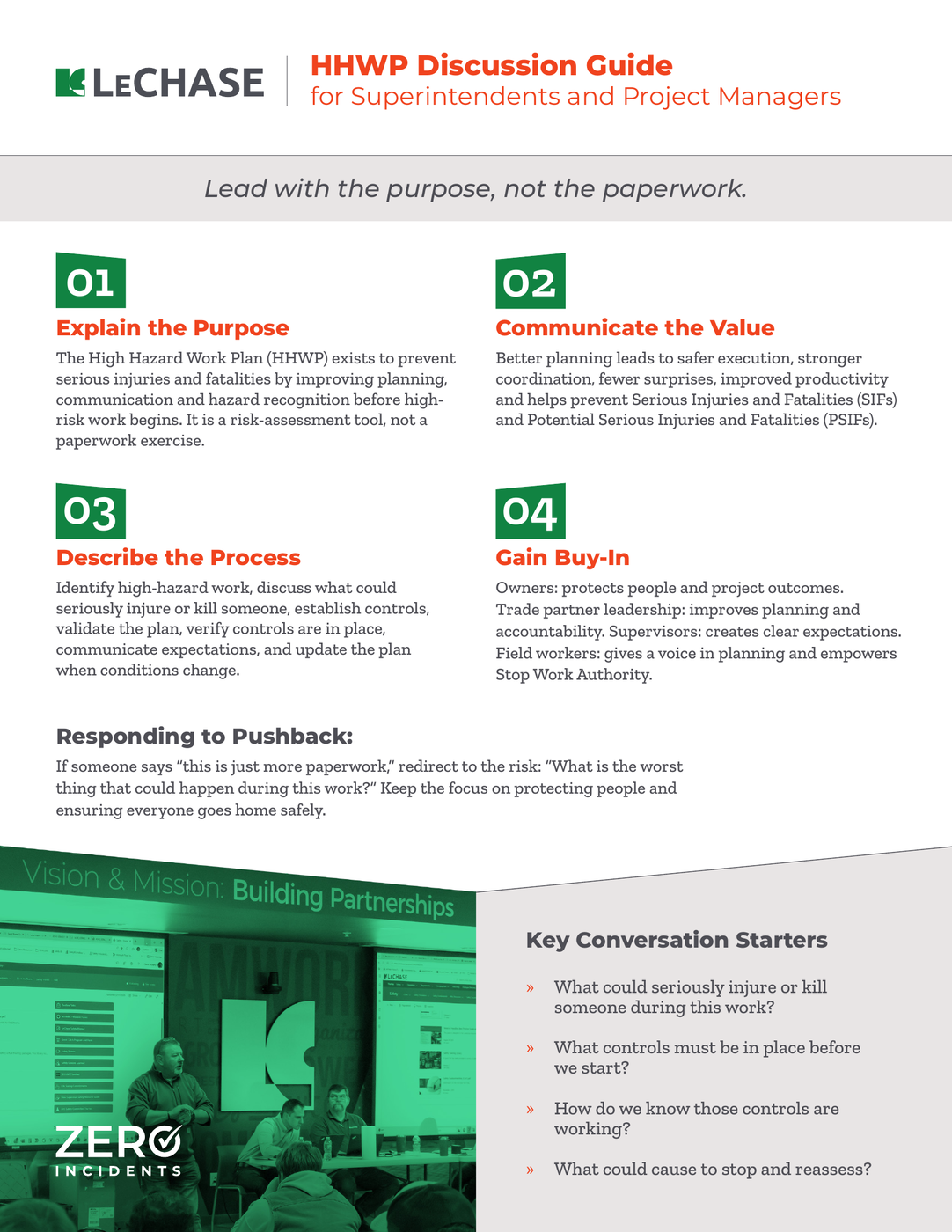 HHWP Discussion Guide booklet designed by Zandyr Meakin for LeChase Construction