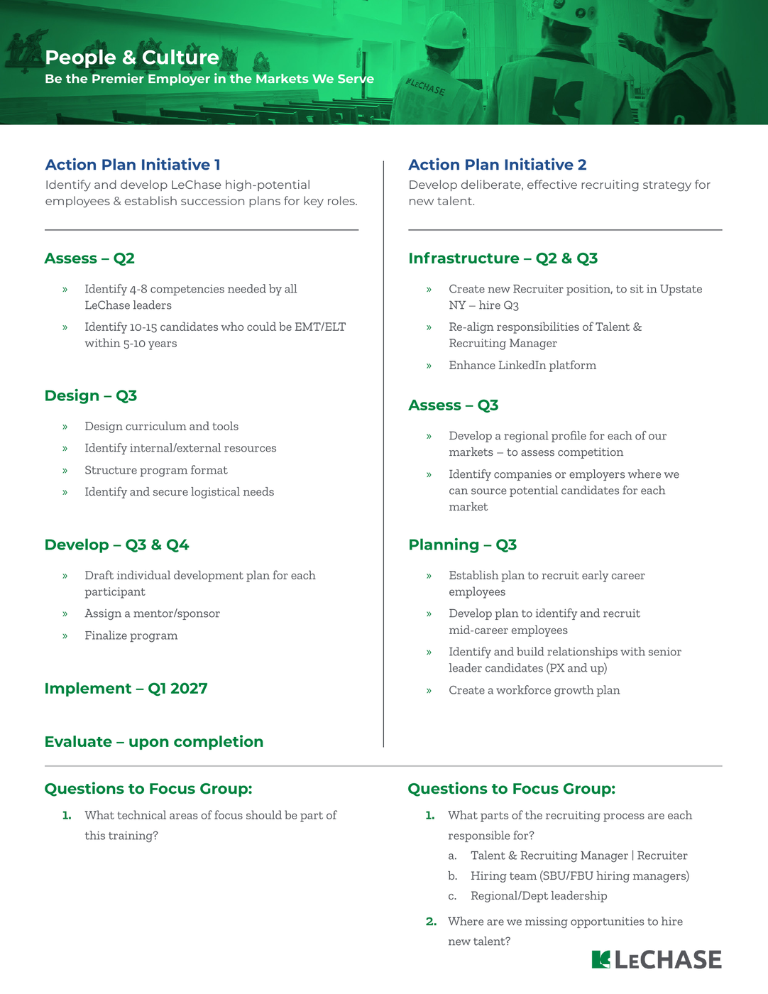 People and Culture pillar summary from the Purposeful Growth series for LeChase Construction